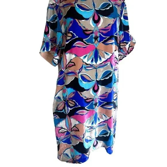 EMILIO PUCCI Multicolored Abstract Print Short Sleeve Shift Mini Dress S… - Picture 6 of 12